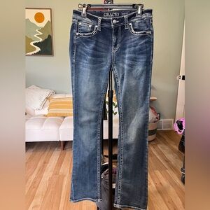 Grace in LA Women's Dark Blue Straight Leg Jeans